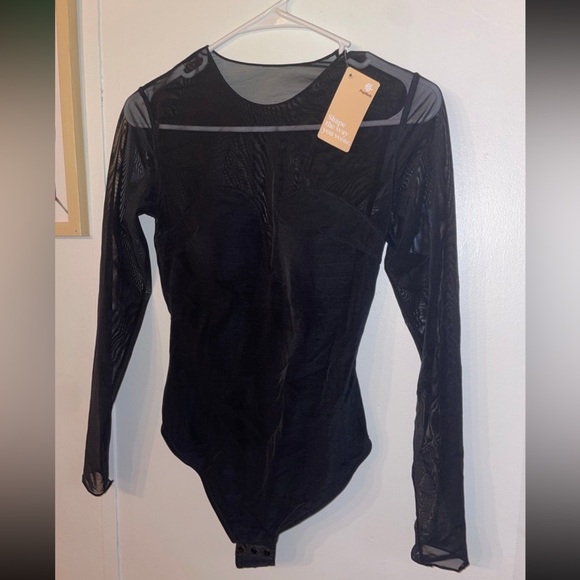 Popilush Long Sleeve Mesh Bodysuit Shapewear Built in Bra Thong NWT S - Picture 4 of 7